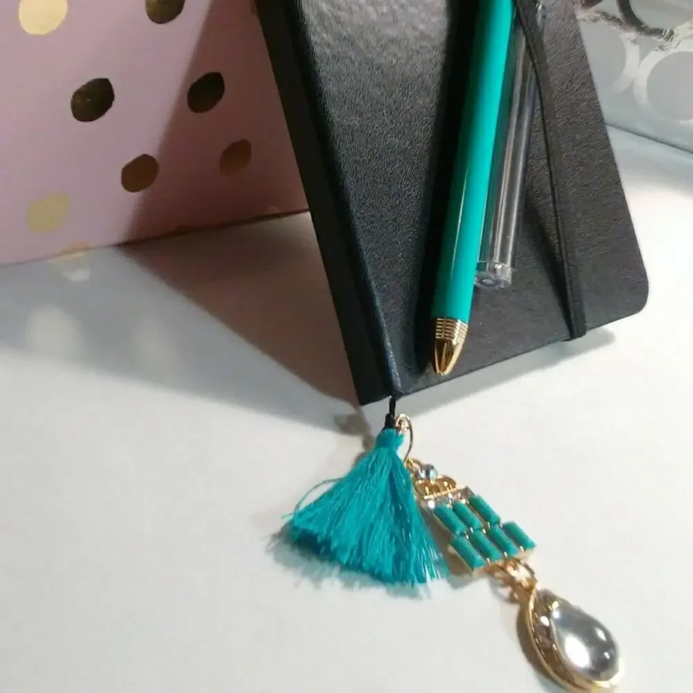 Journal Set Black‎ Hardcover Notebook Jeweled Bookmark Pencil Duo w GIFT BOX New